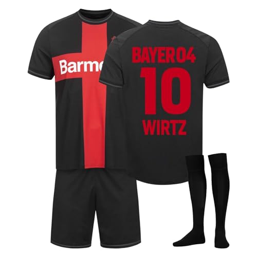 OLTBTMXWN Leverkusen Trikot 23/24, Hause/Auswärts Fußball Trikots Shorts Socken Set für Kinder/Erwachsene, Nr.4 TAH Nr.10 Wirtz, Nr.22 Boniface, Nr.34 XHAKA,Fussball Trikot (30,NO.10) von OLTBTMXWN