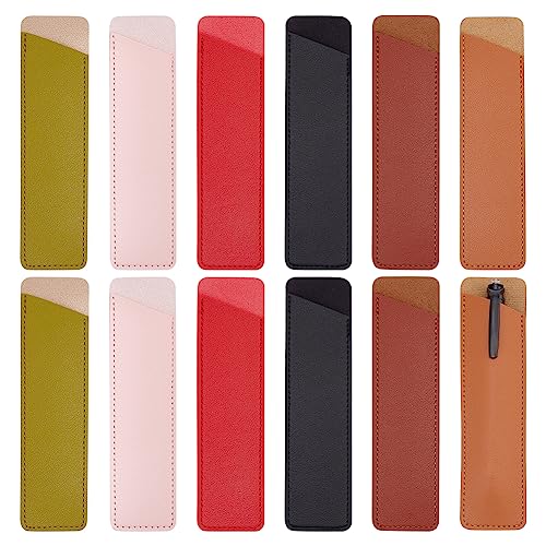 OLYCRAFT 12Pcs 6 Farben PU Leder Füllfederhalter 3mm Dicke Rechteck Stift Schutz Sleeve Leder Planer Stifthalter Leder Sleeve Pouch für Notebook Stifthalter Hardcover Journals von OLYCRAFT