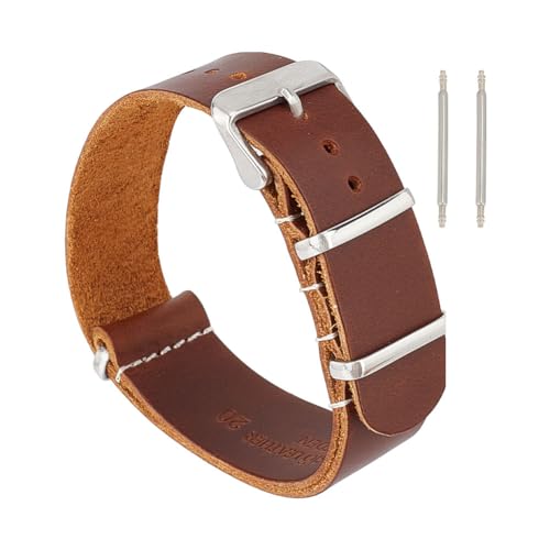 OLYCRAFT 20 mm Uhrenarmband Aus Echtem Leder Ersatzarmband Aus Kokosnussbraun Uhrenarmband-Zubehör Ersatzarmband Mit Metallverschluss Für Herren Und Damen Uhrenzubehör von OLYCRAFT