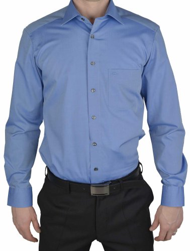 Herren Hemd Modern Fit Langarm,65 Mittelblau,46 von OLYMP