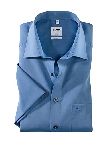 OLYMP Herren Businesshemd Kurzarm Luxor,Männer,Chambray,Comfort fit,New Kent,blau 15,50 von OLYMP