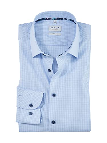 OLYMP Herren Businesshemd Langarm Level Five,Einfarbig,Body fit,New York Kent-2,bleu 11,44 von OLYMP