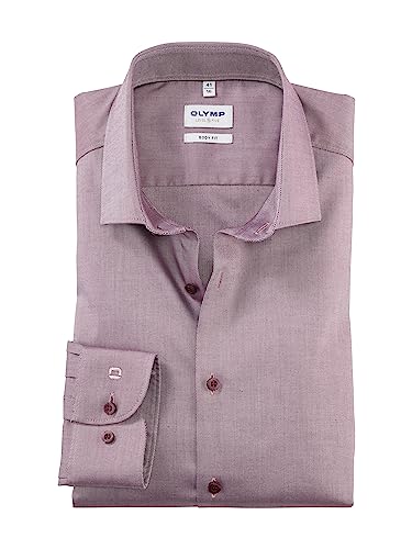 OLYMP Herren Businesshemd Langarm Level Five,Twill,Body fit,Modern Kent,Chianti 38,46 von OLYMP