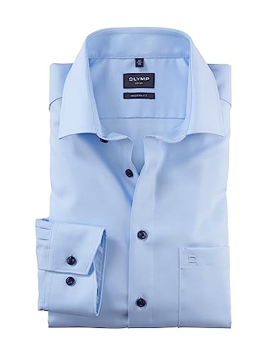 OLYMP Herren Businesshemd Langarm Luxor,Twill,modern fit,Global Kent,hellblau 10,37 von OLYMP