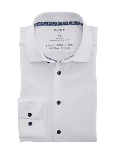 OLYMP Herren Businesshemd Langarm Luxor 24/Seven,Twill,modern fit,Global Kent,Weiss 00,40 von OLYMP