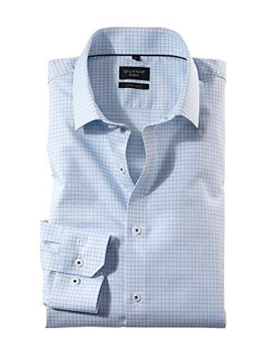 OLYMP Herren Businesshemd Langarm No. Six,Kariert,super Slim,Modern Kent,bleu 11,41 von OLYMP