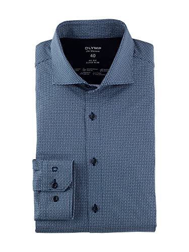 OLYMP Herren Businesshemd Langarm No. Six 24/Seven,Männer,Rotationsdruck,super Slim,Kent-Kragen,Marine 18,41 von OLYMP