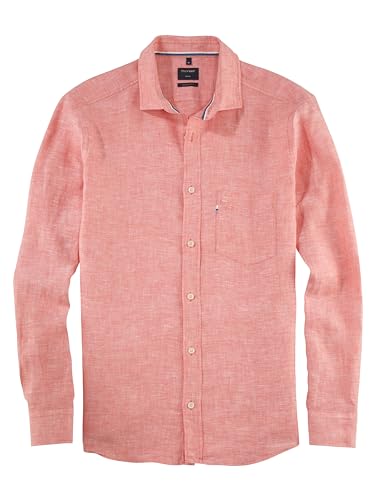 OLYMP Herren Freizeithemd Langarm Casual,Einfarbig,Regular fit,Kent-Kragen,Rose 30,L von OLYMP