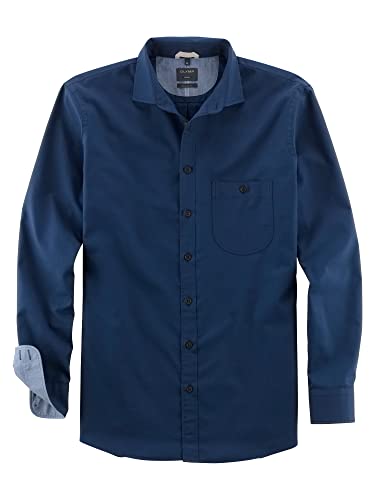 OLYMP Herren Freizeithemd Langarm Casual,Oxfort,modern fit,Kent-Kragen,Marine 18,S von OLYMP