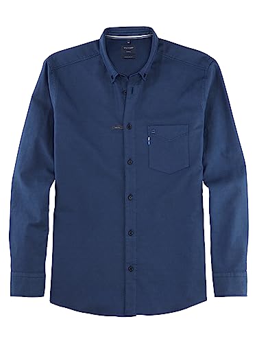 OLYMP Herren Freizeithemd Langarm Casual,Twill,Regular fit,Button-Down-Kragen,Marine 18,L von OLYMP