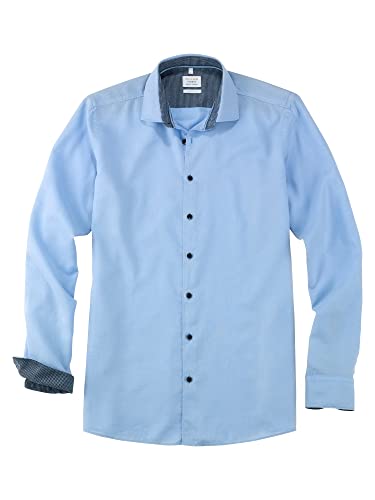 OLYMP Herren Freizeithemd Langarm Level Five Smart Casual,Dyewasher Weaving,Body fit,Kent-Kragen,bleu 11,L von OLYMP