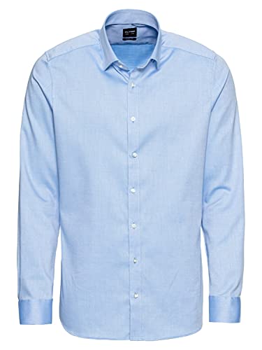 OLYMP Herren Businesshemd Langarm Level Five,Männer,Einfarbig,Body fit,Under Button Down,blau 15,45 von OLYMP