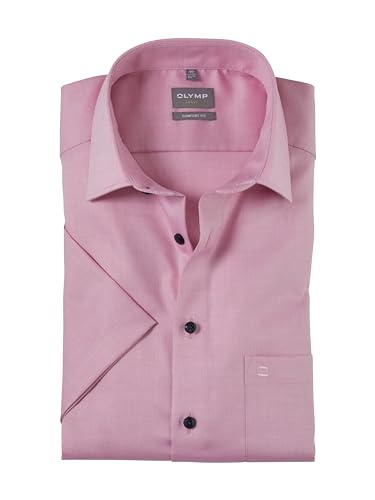 OLYMP Herren Oberhemd Kurzarm Luxor,Einfarbig,Comfort fit,New Kent,Rose 30,40 von OLYMP