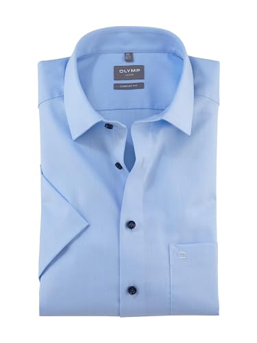 OLYMP Herren Oberhemd Kurzarm Luxor,Einfarbig,Comfort fit,New Kent,bleu 11,44 von OLYMP