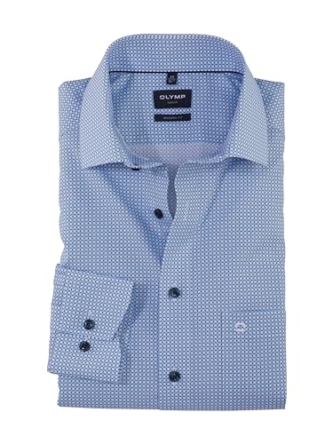 OLYMP Herren Oberhemd Langarm Luxor,Digitaldruck auf Uni,modern fit,Global Kent,bleu 11,43 von OLYMP