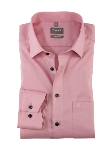 OLYMP Herren Oberhemd Langarm Luxor,Einfarbig,Comfort fit,New Kent,Rose 30,43 von OLYMP