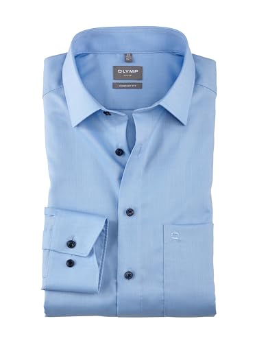 OLYMP Herren Oberhemd Langarm Luxor,Einfarbig,Comfort fit,New Kent,bleu 11,46 von OLYMP