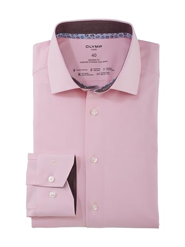 OLYMP Herren Oberhemd Langarm Luxor 24/Seven,Twill,modern fit,Global Kent,hellrose 31,41 von OLYMP