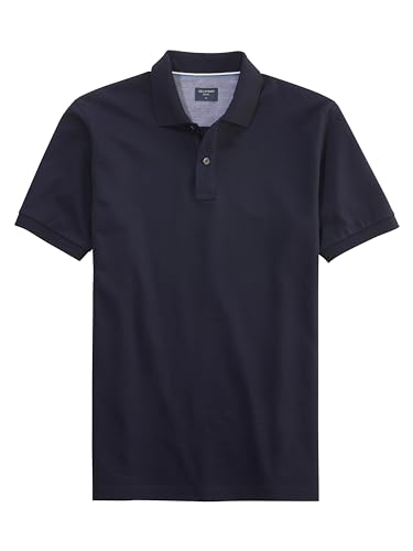 OLYMP Herren Polo-Shirt Kurzarm Casual Wirk,Uni,Regular fit,Marine 18,L von OLYMP