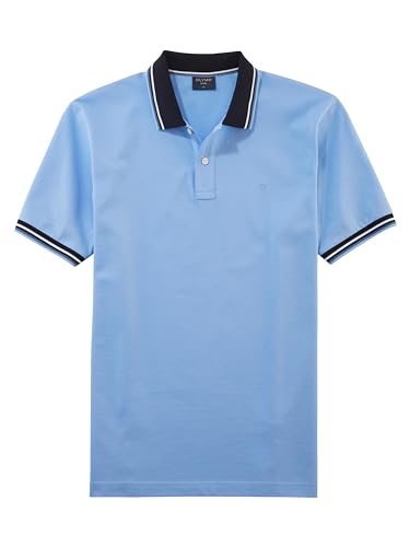 OLYMP Herren Polo-Shirt Kurzarm Casual Wirk,Uni,Regular fit,hellblau 10,M von OLYMP