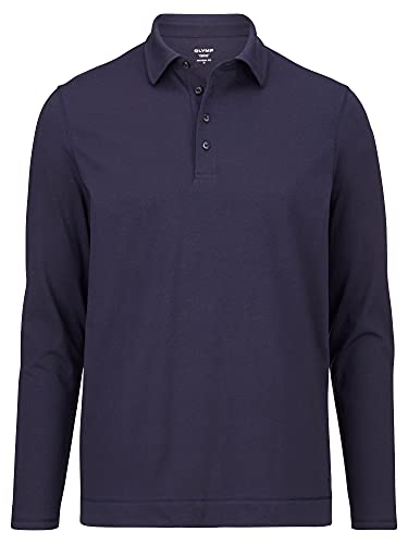 OLYMP Herren Polo Shirt Langarm Casual,Uni,modern fit,Marine 18,S von OLYMP