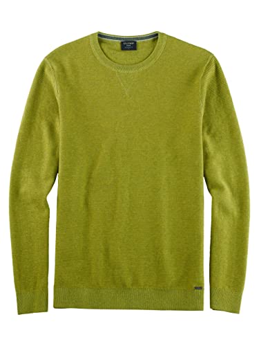 OLYMP Herren Pullover Rundhals Strick,Uni,modern fit,Limone 44,M von OLYMP