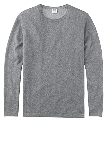 OLYMP Herren Pullover Rundhals Strick Level Five,Uni,Body fit,Silbergrau 63,XL von OLYMP