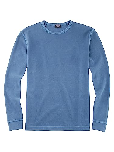 OLYMP Herren T-Shirt Langarm Casual Wirk,Uni,Regular fit,Rauchblau 13,M von OLYMP