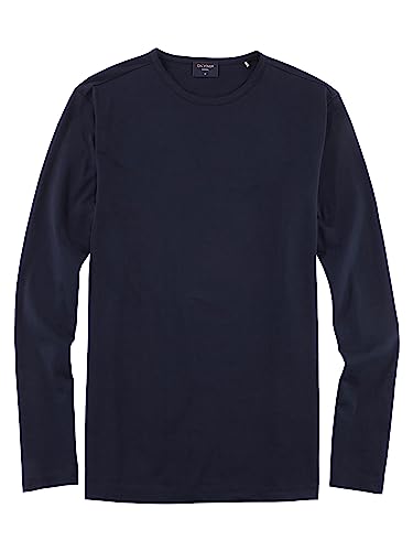 OLYMP Herren T-Shirt Langarm Casual Wirk,Uni,Regular fit,Marine 18,XL von OLYMP
