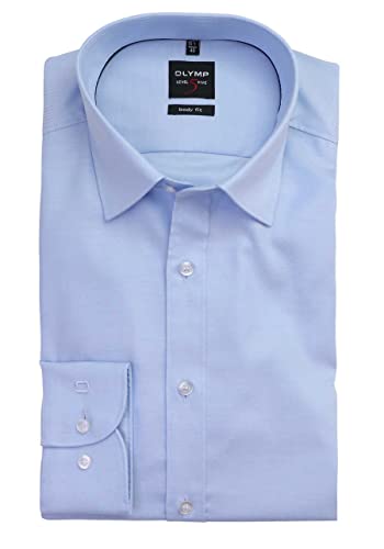 OLYMP Level Five Body fit Hemd extra Langer Arm New Kent Kragen Twill Stretch Aqua Größe 39 von OLYMP