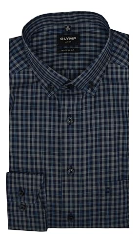 OLYMP Luxor Modern Fit Herren Businesshemd | Karo Dunkelblau | Button-Down Kragen Gr. 41 von OLYMP