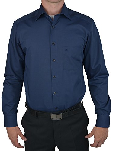 OLYMP Herren Businesshemd Langarm Luxor,Männer,Fil a Fil,modern fit,New Kent,Indigo 96,48 von OLYMP