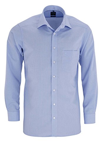 OLYMP Herren Oberhemd Langarm Luxor,Karo,modern fit,New Kent,Bleu 11,47 von OLYMP