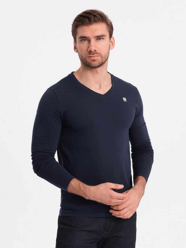 OMBRE Longsleeve Herren-Elastan-Longsleeve mit V-Ausschnitt von OMBRE