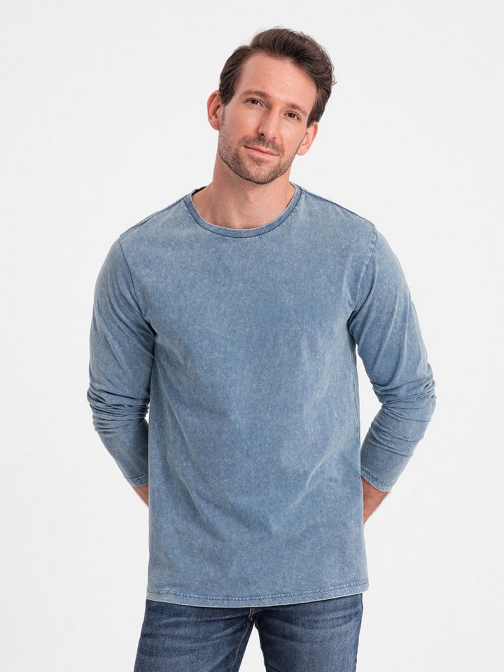 OMBRE Longsleeve Herren Wasch-Longsleeve mit Rundhalsausschnitt von OMBRE