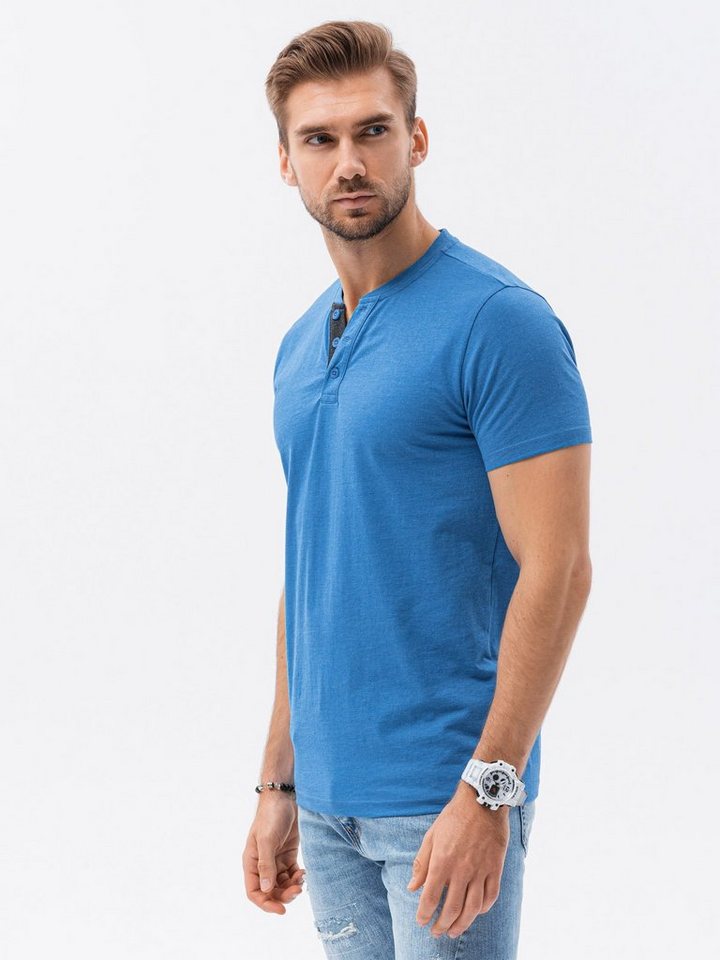OMBRE T-Shirt Unifarbenes Herren-T-Shirt - blau melange S1390 L von OMBRE