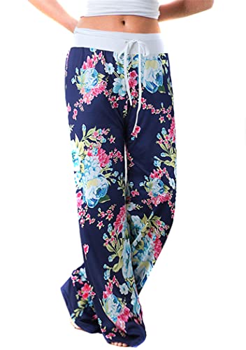 OMZIN Yogahose Damen mit Tasche Schlafanzug mit Tasche Weite Bein Lang Garten Hose Leicht mit Kordelzug Yogahose Baumwolle Blau M OMZIN Yogahose Damen mit Tasche Schlafanzug mit Tasche Weite Bein Lang Garten Hose Leicht mit Kordelzug Yogahose Baumwolle Blau M von OMZIN