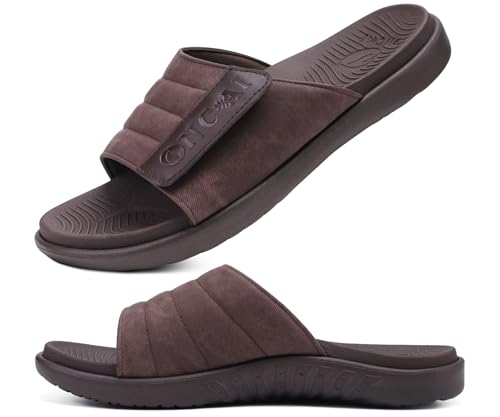 ONCAI Herren Sandalen Verstellbare Riemen Orthotische Plantar Fasciitis Offene Zehe Sports Slides Badesandalen mit Weichem Bequemem Arch Support Fußbett Braun Größe 41 ONCAI Herren Sandalen Verstellbare Riemen Orthotische Plantar Fasciitis Offene Zehe Sports Slides Badesandalen mit Weichem Bequemem Arch Support Fußbett Braun Größe 41 von ONCAI