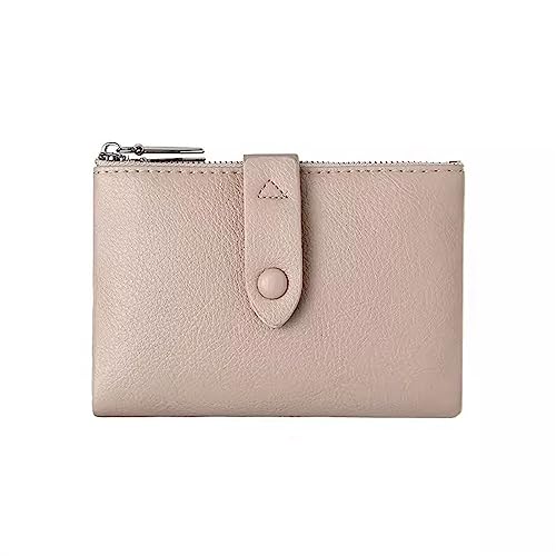 Geldbörse für Damen Einfache Damen-Geldbörse mit Zwei Fächern und kurzem Reißverschluss Kleine Damengeldbörse (Farbe : Apricot, Size : 14x3x10cm) von ONDIAN