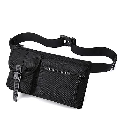 Gürteltasche Leder Herren-Brusttasche, Umhängetasche, Outdoor-Sport-Hüfttasche Reisesport Wandern (Farbe : Black, Size : 30x16x4cm) von ONDIAN