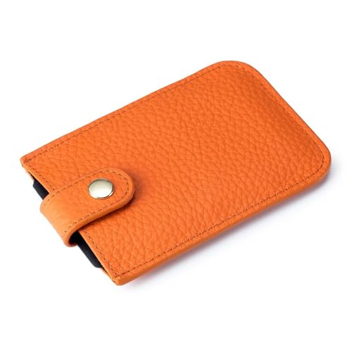 Kreditkartenetui Tragbares, schlankes Geldbörsen-Kartenetui aus Leder for Visitenkarten für Frauen Männer (Farbe : Orange, Size : 7.5x1.5x0.3cm) von ONDIAN