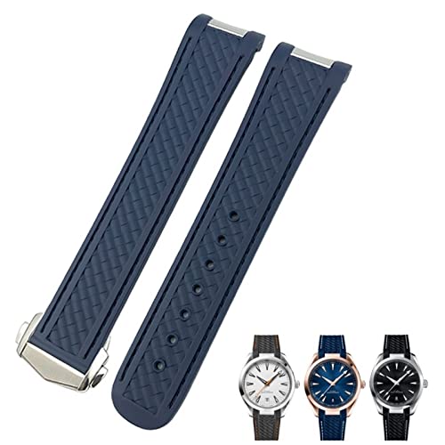 ONECMN Gummi-Uhrenarmband mit gebogenem Ende, 19 mm, 20 mm, passend für Omega Seamaster 300 AT150 Aqua Terra 8900 Speedmaster Silikon-Uhrenarmbandwerkzeuge, 20 mm, Achat von ONECMN