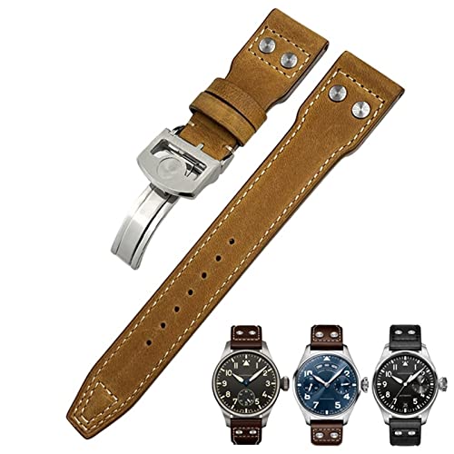 ONECMN Uhrenarmband aus echtem Leder, 20 mm, für IWC Big Pilot Watch Mark 18 Spitfire Top Gun, Hamilton Rindsleder, weiches Uhrenarmband, Without Buckle, Achat von ONECMN