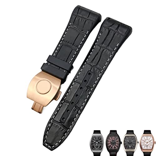 ONECMN Uhrenarmband für Franck Muller, 28 mm, Rindsleder, Silikon, Nylon-Gummi, Faltschnalle, Uhrenarmbänder für Herren, 28mm, Achat von ONECMN