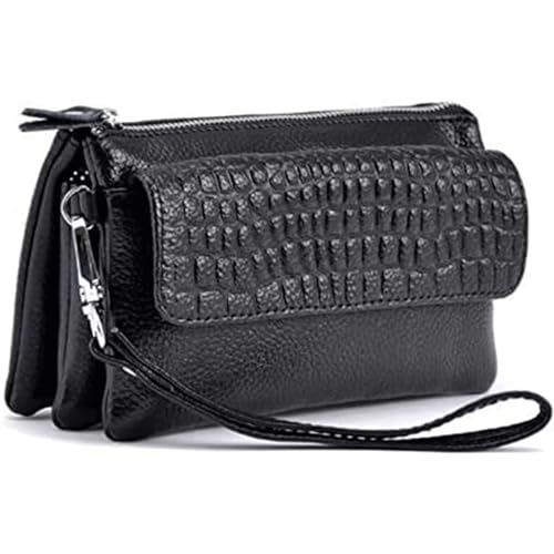 ONEEL Geldbörse Leder-Geldbörse mit langem Reißverschluss, Karte, Damen-Geldbörse, Clutch, tragbar, für Damen, klassisches Damen-Vintage-Design, schwarzes Münzfach, Geschenk Privat von ONEEL