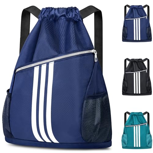 ONEKERUN Rucksack mit Kordelzug, Große Kordelzug Sportbeutel, Sporttasche mit Mehreren Taschen, Wasserdichter Verstellbar Riemen Gym Bag, Turnbeutel Damen Herren für Sport und Reisen von ONEKERUN