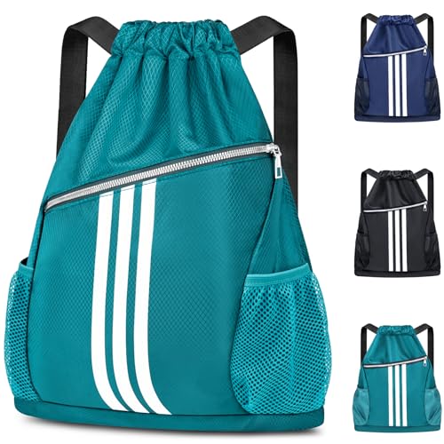 ONEKERUN Rucksack mit Kordelzug, Große Kordelzug Sportbeutel, Sporttasche mit Mehreren Taschen, Wasserdichter Verstellbar Riemen Gym Bag, Turnbeutel Damen Herren für Sport und Reisen von ONEKERUN