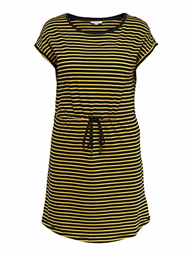 ONLY Carmakoma NOS Damen CARAPRIL SS Knee Dress Stripe NOOS Kleid, BlackStripes:Double Yolk Yellow, S von ONLY