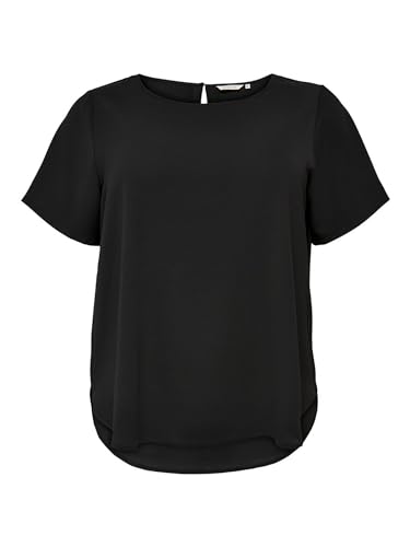 ONLY CARMAKOMA Damen Kurzarm Bluse Große Größen | Design Muster Shirt | Curvy Plus Big Size Übergröße, Farben:Schwarz, Größe:54 von ONLY Carmakoma