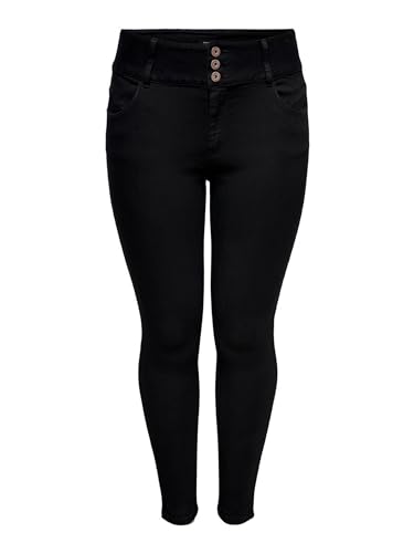 ONLY CARMAKOMA Damen Skinny Jeans Große Größen | Curvy High Waist Denim Hose | Plus Size Ankle Übergröße, Farben:Schwarz, Größe:54W / 34L von ONLY Carmakoma